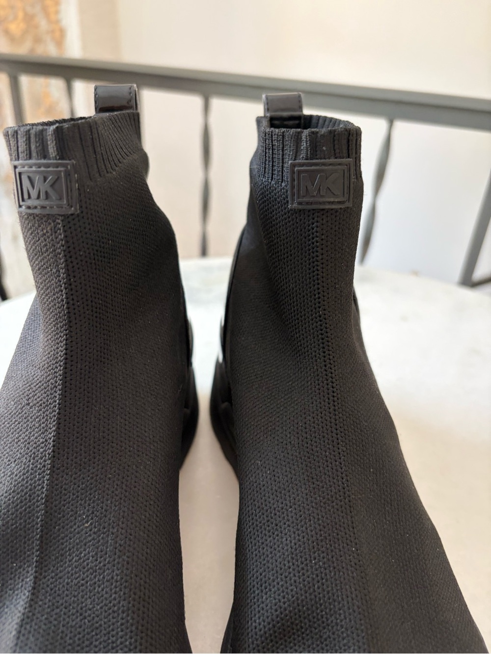 Michael Kors Black Knit Sock Sneakers with MK Logo